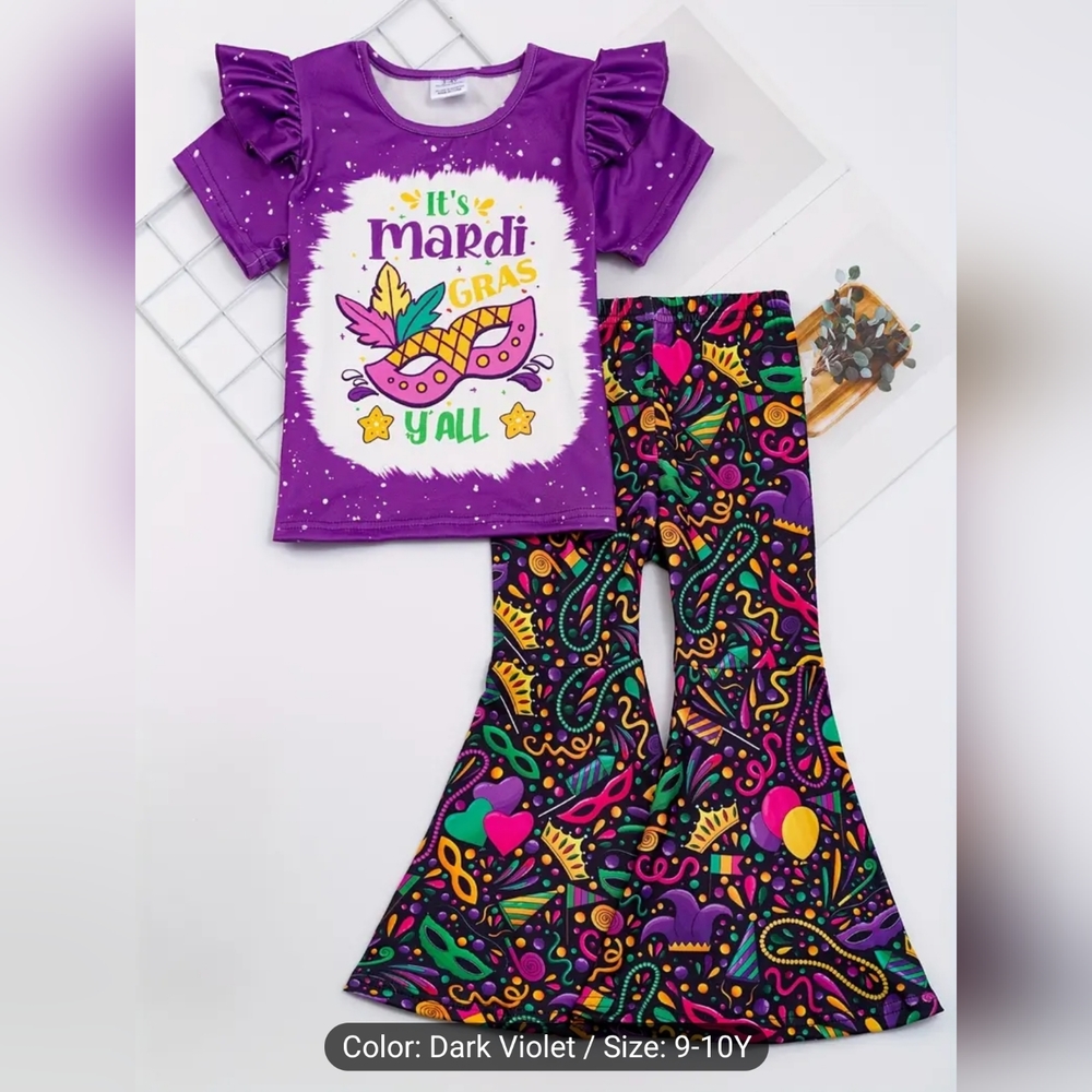 Mardi Gras Girls 2 piece outfit